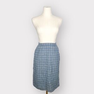 PENDLETON Vintage Blue Pencil Wool Midi Skirt (Sz S)